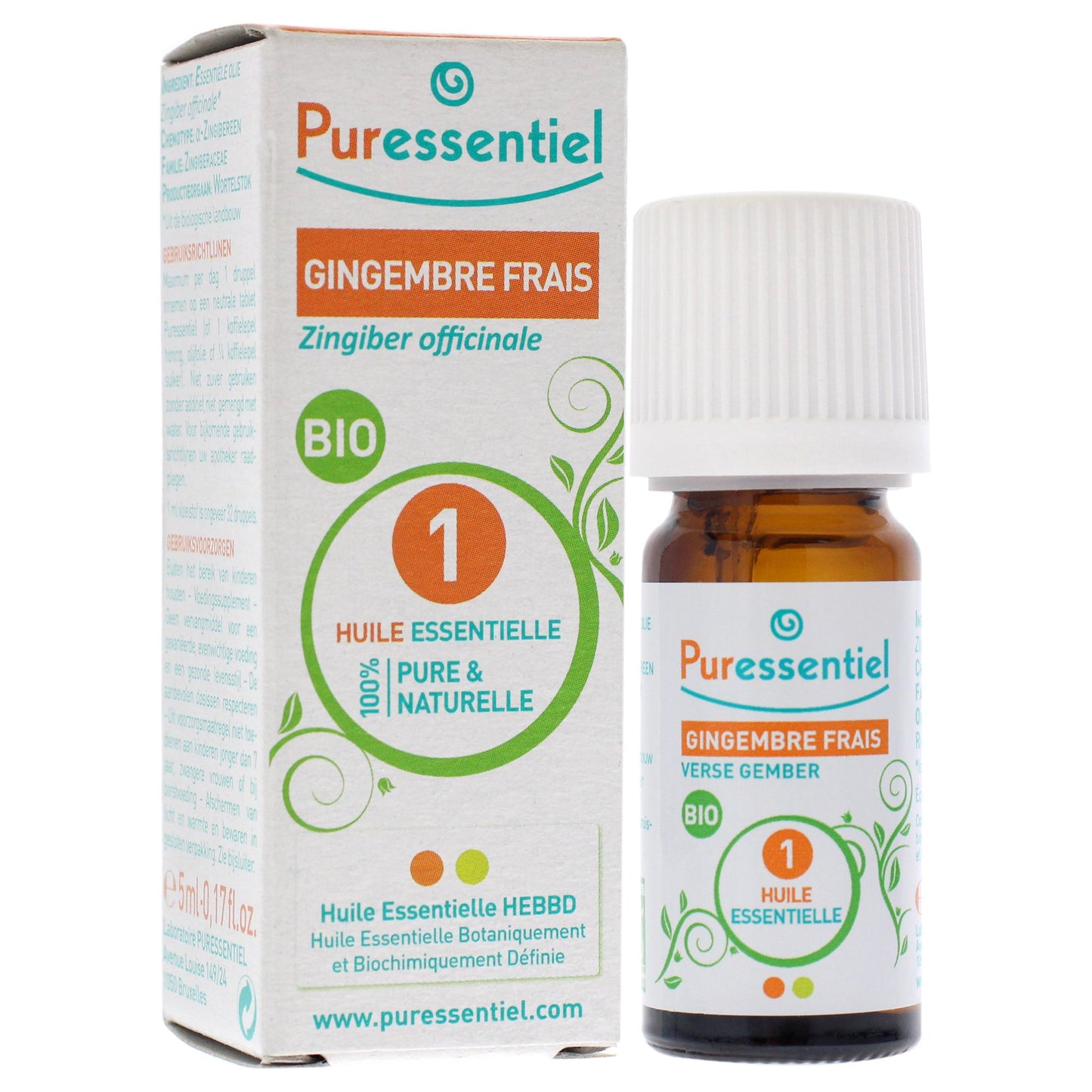 Organic Essential Oil - Ginger by Puressentiel for Unisex - 0.17 oz Oil